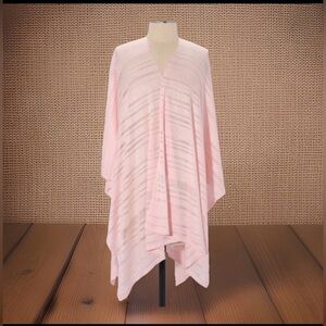 C NWT Women’s Lauren Ralph Lauren Sheer Stripe Ruana/Wrap-Pink Opal-OS